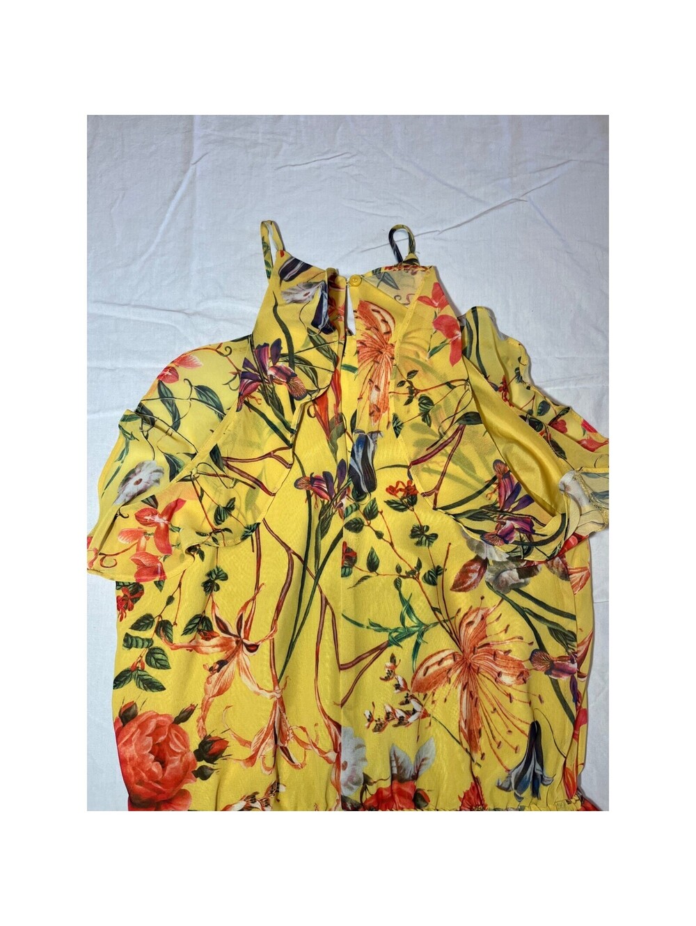 Belle & Sky Romper Women's Yellow Floral Small Strapless Shorts Havana Dream - Picture 5 of 5